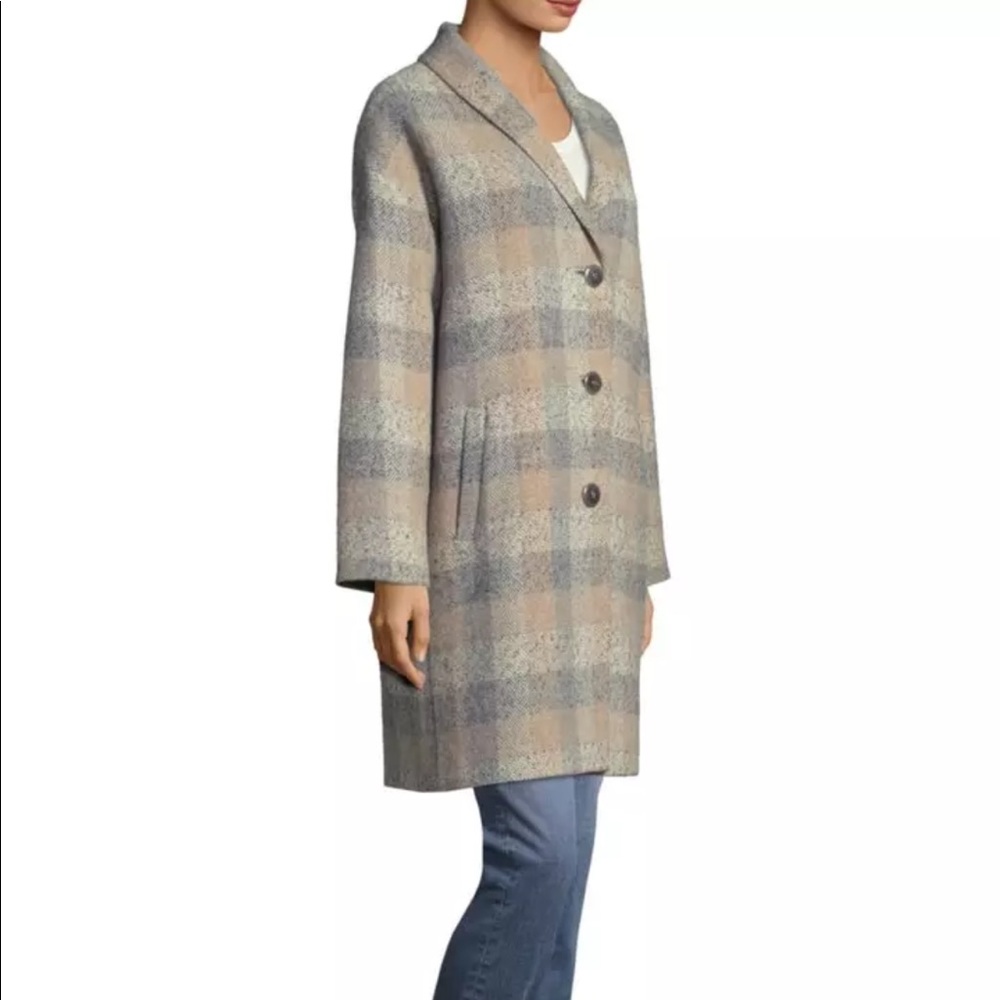 Eileen fisher wool alpaca plaid long coat - Picture 4 of 4